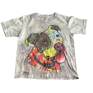The Mountain T-Shirt Grey Tie Dye Dog 100% Cotton Size Small 5-6 Years